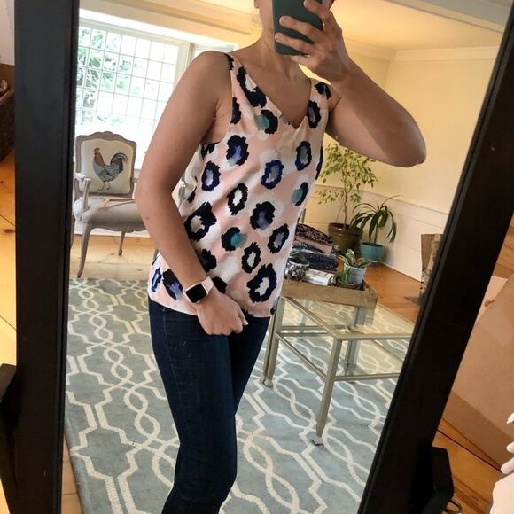 Banana Republic Multi-Color Sleeveless V-Neck Blouse Top Size XS Career Casual - Picture 2 of 10